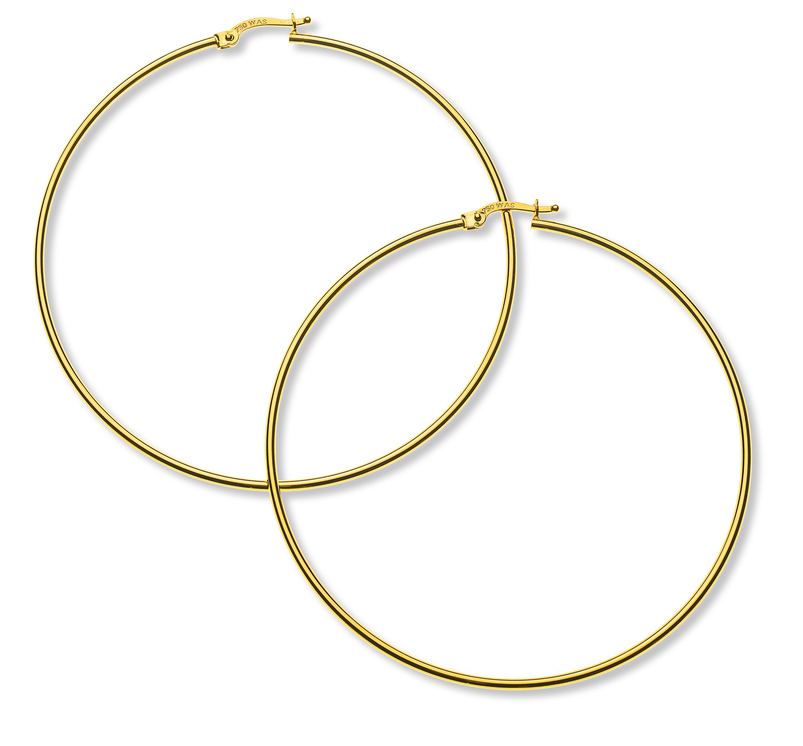 Creolen Gelbgold 750 Runddraht, 60mm