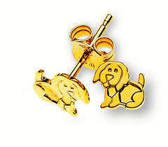 Ohrstecker Hund Motiv Gelbgold 375