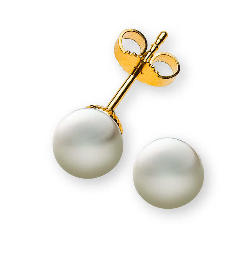 Perlohrringe Gelbgold 750 mit weisser Rundperle ca. 6.5-7.0mm