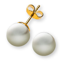 Perlohrringe Gelbgold 750 mit weisser Rundperle ca. 8.5-9.0mm