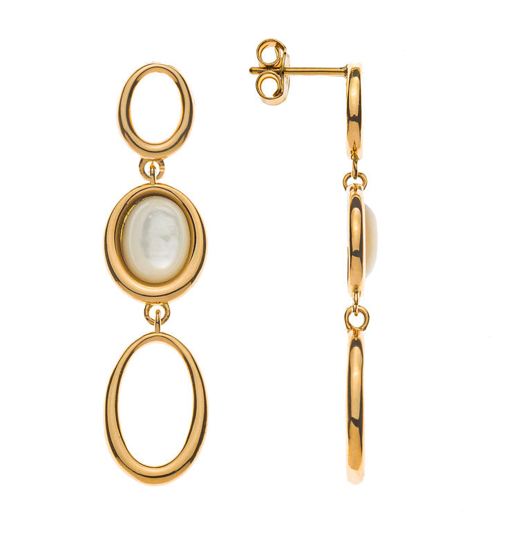 Ohrhaenger Gelbgold 750 mit Perlmutt Elementen oval