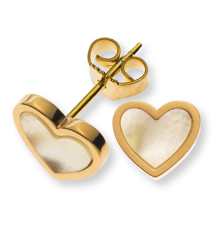 Ohrstecker Gelbgold 750 mit 2 Perlmuttherzen
