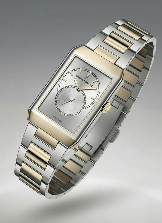 Claude Bernard Ora Vera Herren Kleine Sekunde Silber Gold 27 x 41 mm