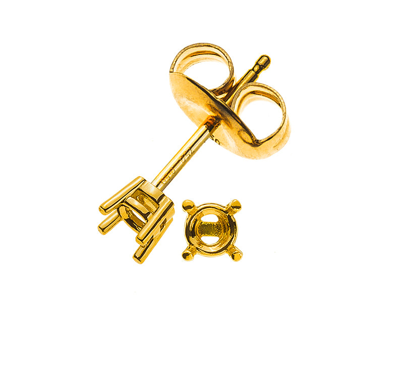 Solitär Ohrstecker Rohling Gelbgold 750 für 0.16 ct.