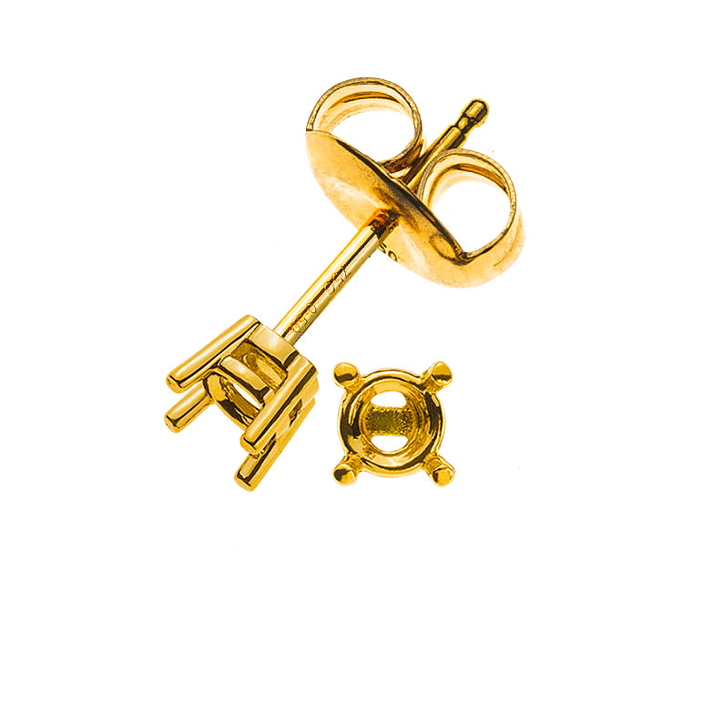 Solitär Ohrstecker Rohling Gelbgold 750 für 0.20 ct.