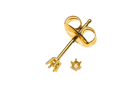Ohrstecker Solitär 6-Griff-Fassung Rohling Gelbgold 750