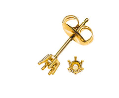 Ohrstecker Solitär 6-Griff-Fassung Rohling Gelbgold 750