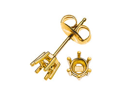 Ohrstecker Solitär Rohling 6-Griff-Fassung Gelbgold 750