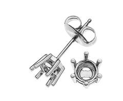Solitär Ohrstecker Rohlinge 6-Griff-Fassung Weissgold 750 für 2x 0.75ct.