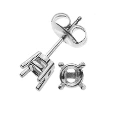 Solitär Ohrstecker Rohlinge 4-Griff-Fassung Weissgold 750 für 2x 1.00ct.