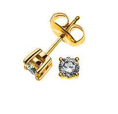 Solitär Ohrstecker 4-Griff Gelbgold 750 mit 2 Brillanten à 0.125ct.