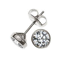 Solitär Ohrstecker Zargenfassung Weissgold 750 0.75ct.