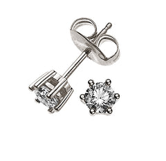 Solitär Ohrstecker 6-Griff Fassung Weissgold 750 0.20ct.