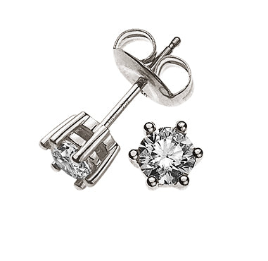 Solitär Ohrstecker 6-Griff Fassung Weissgold 750 0.33ct.