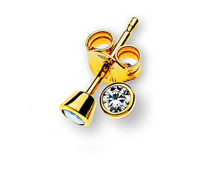 Ohrstecker Weiss Zirkonia Gelbgold 375 Zargenfassung