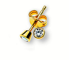 Ohrstecker Weiss Zirkonia Gelbgold 375 Zargenfassung
