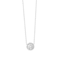 Collier solitaire Facet Classic avec diamants en or blanc 750/18 carats