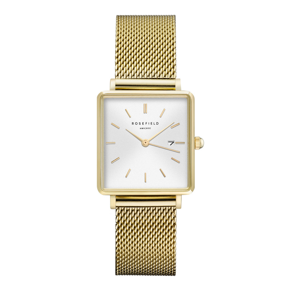 Rosefield Damenuhr The Boxy Gold mit Datum