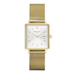 Rosefield Damenuhr The Boxy Gold mit Datum