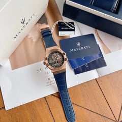 Maserati Herrenuhr mit Blaue Lederarmband - R8821108022