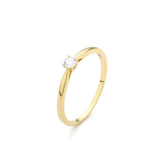 Facet Eye Clean Gold Solitaerring 14Kt