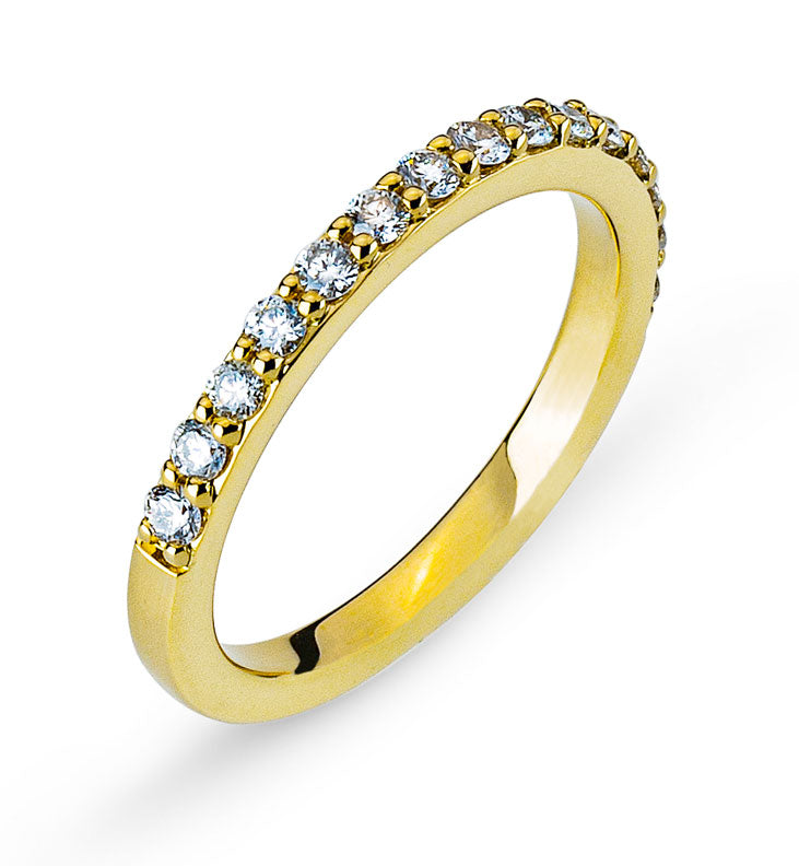 Mémoire Ring Gelbgold 750 mit 15 Brillanten Kornfassung