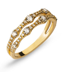 Ring Gelbgold 750 zweireihig offen mit 44 Brillanten 0,51 ct.