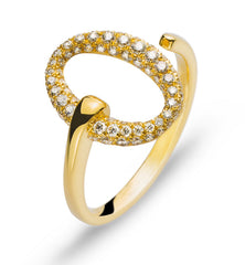 Ring Gelbgold 750 offen mit rundem Kopf und 75 Brillanten 0,50 ct.