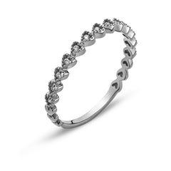 Ring Weissgold 750 Memoire Herzen 13 Brillanten H SI 0.06 ct.