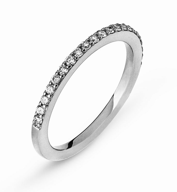 Memoire Ring Weissgold 750 Korn Fassung 21 Brillanten H SI 0.21 ct.