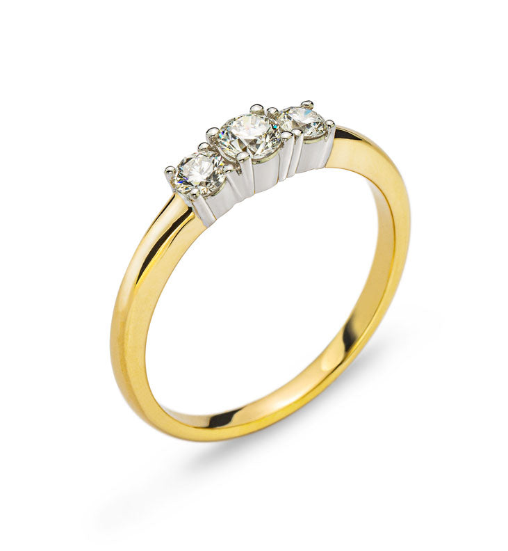 Ring Trilogy Bicolor Gelb-/Weissgold 750 mit Brillanten H SI 0.38 ct.