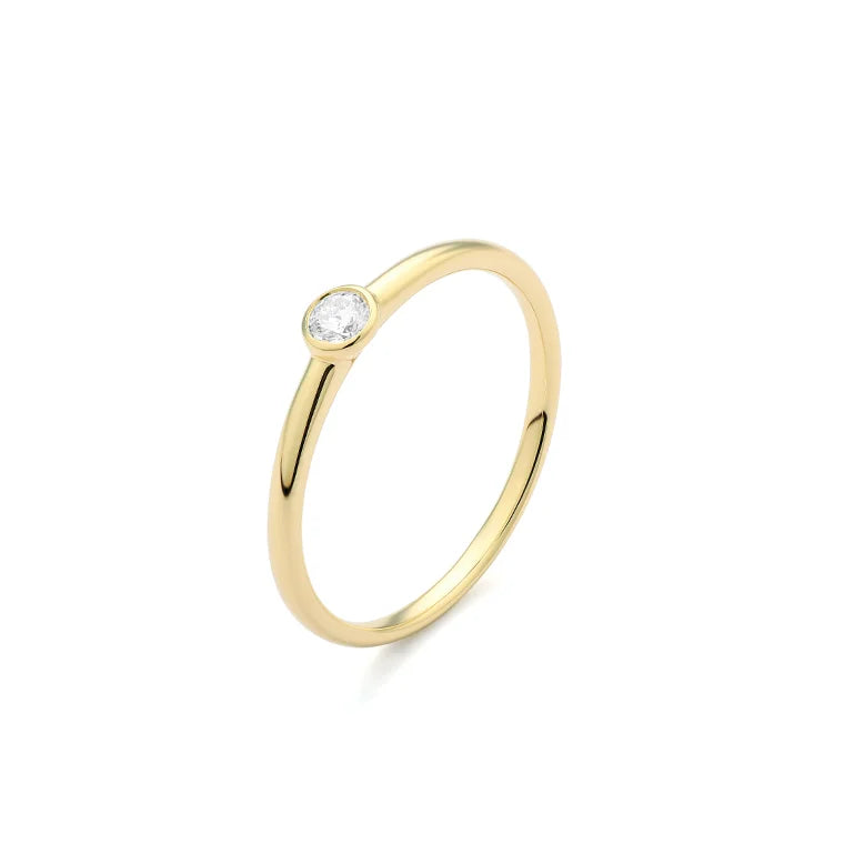 Facet Eye Clean Gold Solitaerring 14Kt