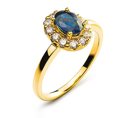 Ring Gelbgold 750 mit Saphir 0.94 ct. und Brillanten H SI 0.40 ct.