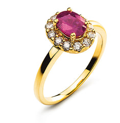 Ring Gelbgold 750 mit Rubin 1.10 ct. und Brillanten H SI 0.40 ct.