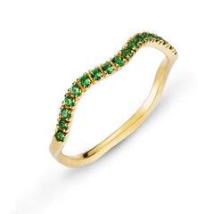 Ring Gelbgold 750 geschwungen Wave mit Granat
