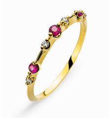 Ring Gelbgold 750 mit Rubinen und Brillanten