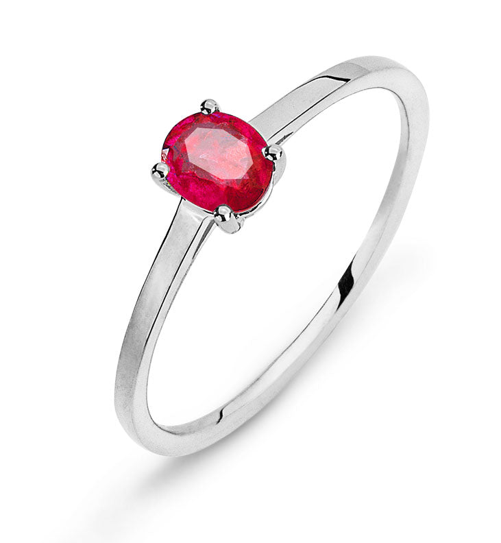 Ring Weissgold 750 mit Rubin 0.40 ct.