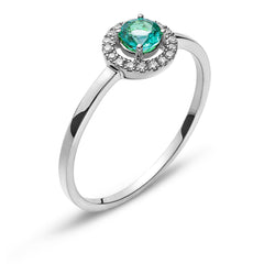 Ring Weissgold 750 mit Smaragd 0.28 ct. & Brillanten 0.07 ct.
