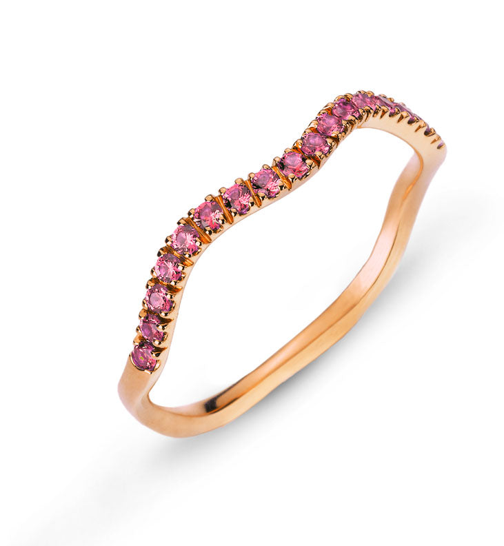Ring Rotgold 750 geschwungene Form mit Turmalinen