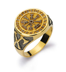 Herrenring Viking Gelbgold 750 teilrhodiniert