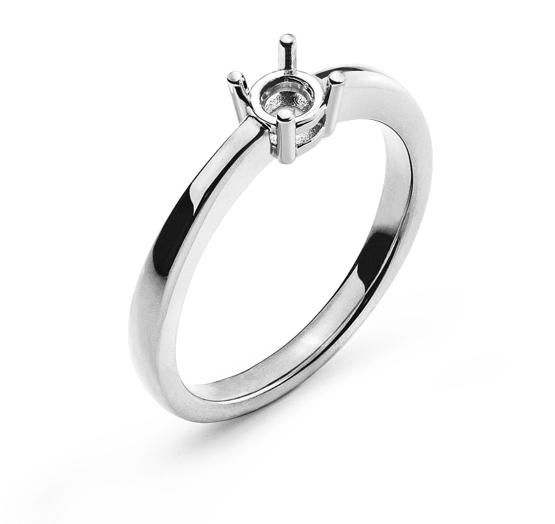 Solitär Ring 4-Griff Fassung Weissgold 750 für 0,33 ct.