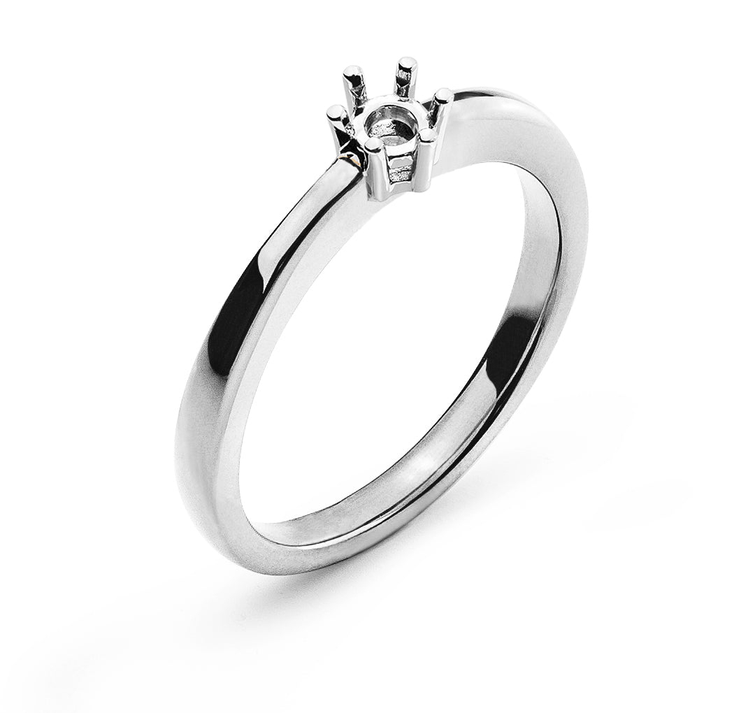 Solitär Ring Rohling 6-Griff Fassung Weissgold 750 für 0.20 ct.