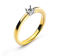 Solitär-Ring Rohling 4-Griff Bicolor 750 für 0.15 ct.