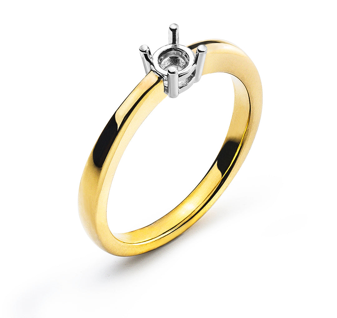 Solitär-Ring Rohling 4-Griff Bicolor 750 für 0.25 ct.