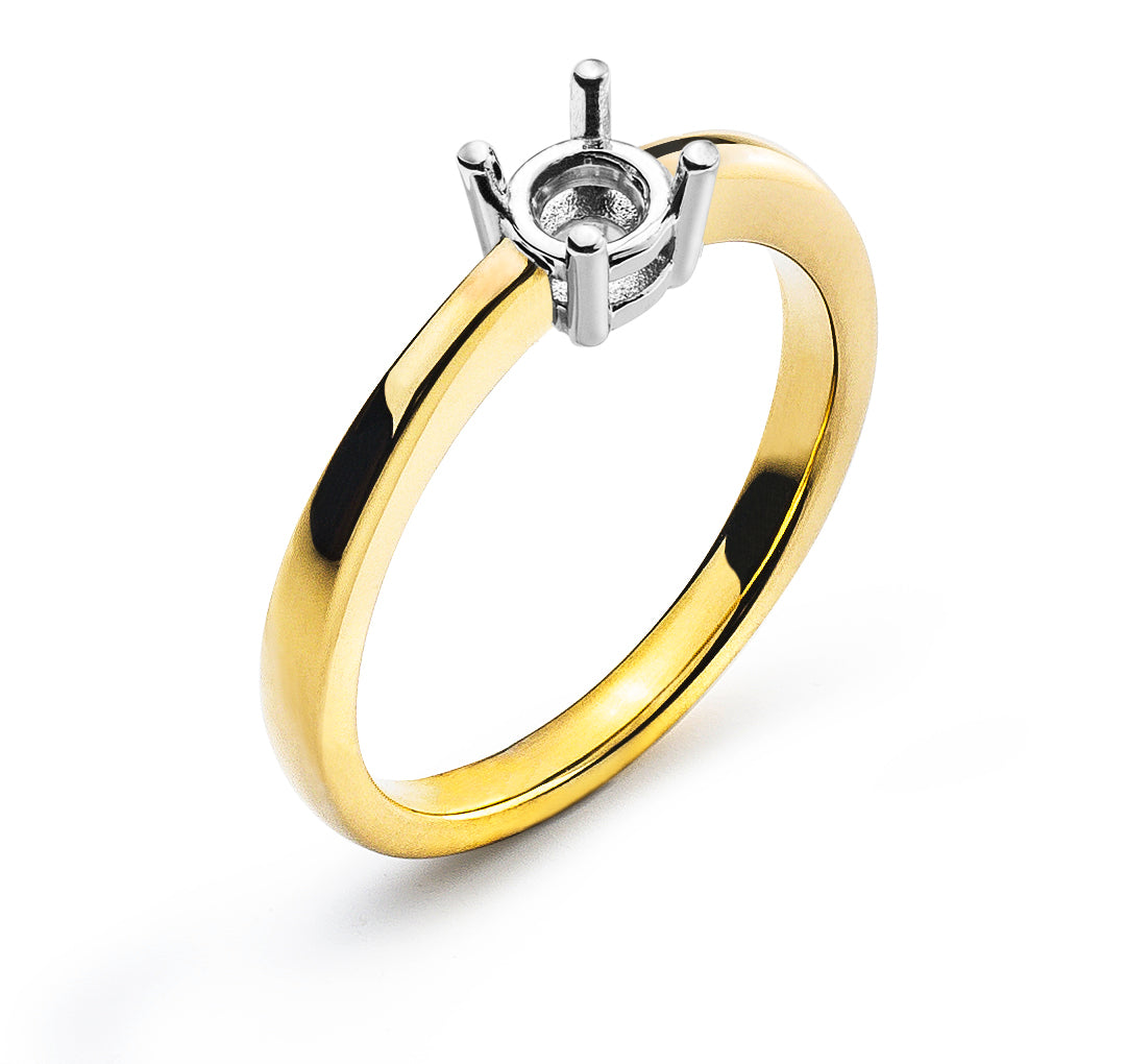 Solitär-Ring Rohling 4-Griff Bicolor 750 für 0.50 ct.