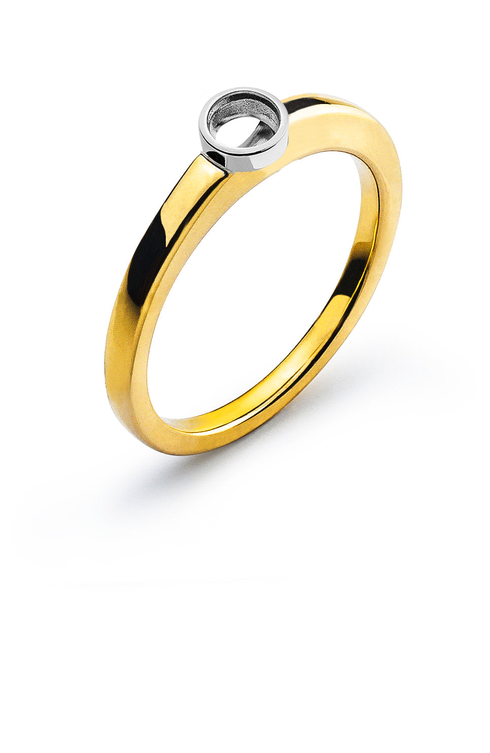 Solitär Ring Zargen Fassung Rohling Bicolor 750 für 0.15ct.
