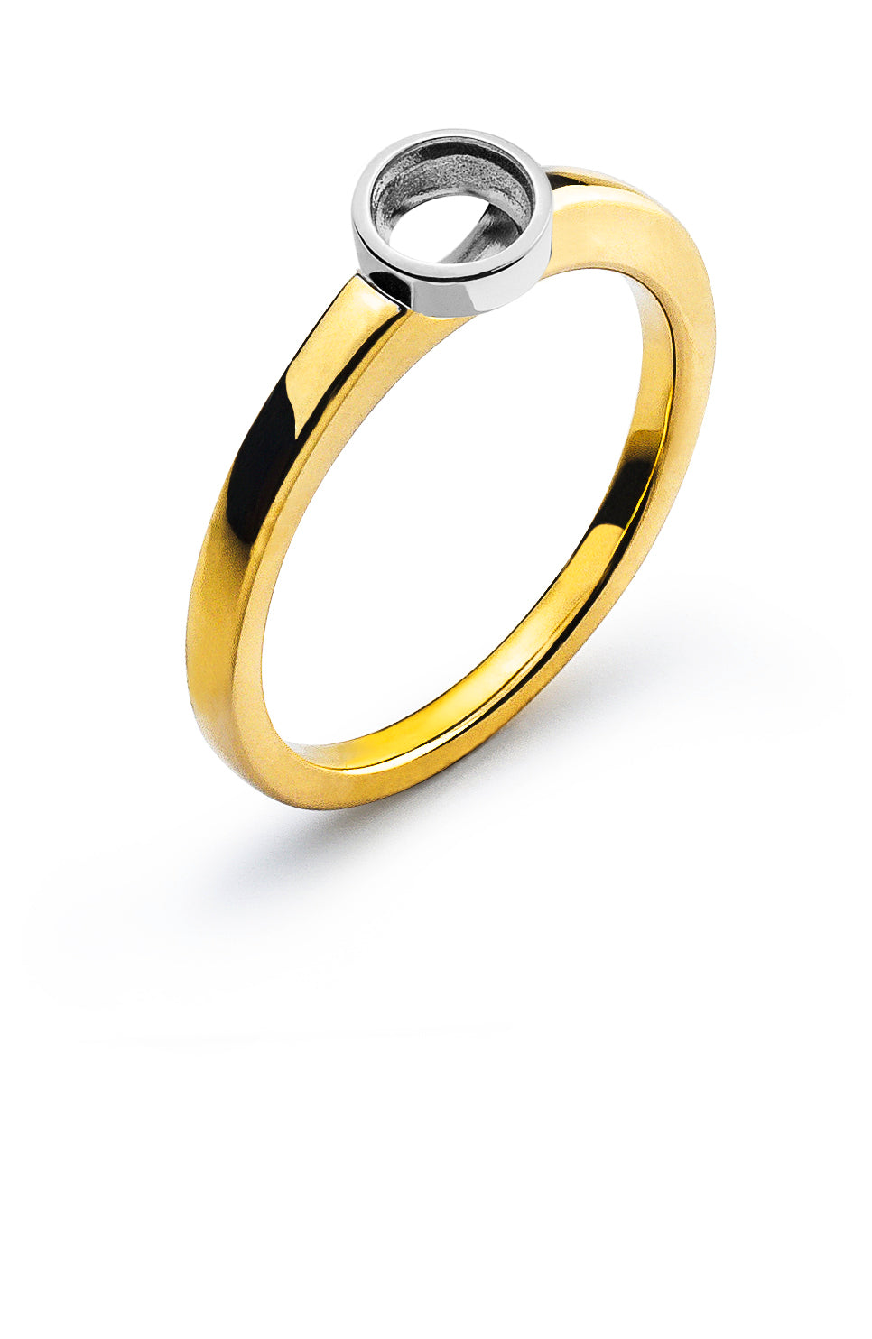 Solitär Ring Zargen Fassung Rohling Bicolor 750 für 0.50ct.