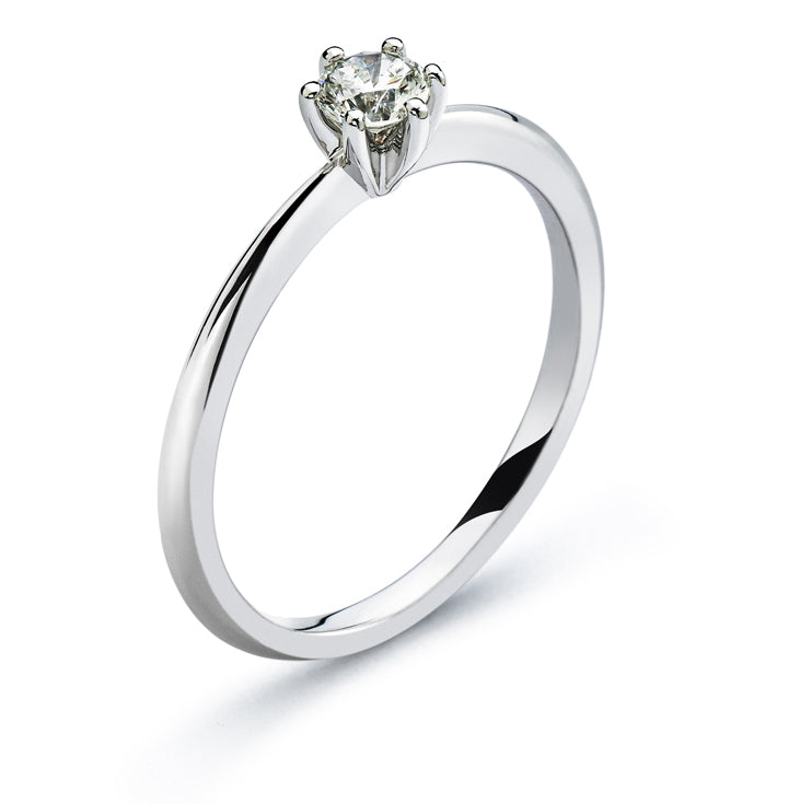 Solitär Ring 6-Griff-Fassung Weissgold 750 0.25ct H SI
