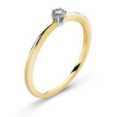 Solitär Ring Bicolor 750 mit 6-Griff-Fassung H SI 0.15ct.