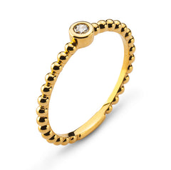 Solitär Kugeli Ring Gelbgold 750 Zargenfassung H-SI 0.07 ct.